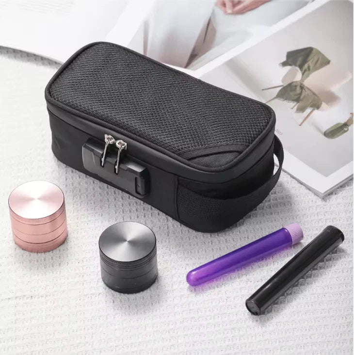 Smell Proof Stash Bag Carbon Lined Bag Lock Discreet Secure Rolling Box Portable